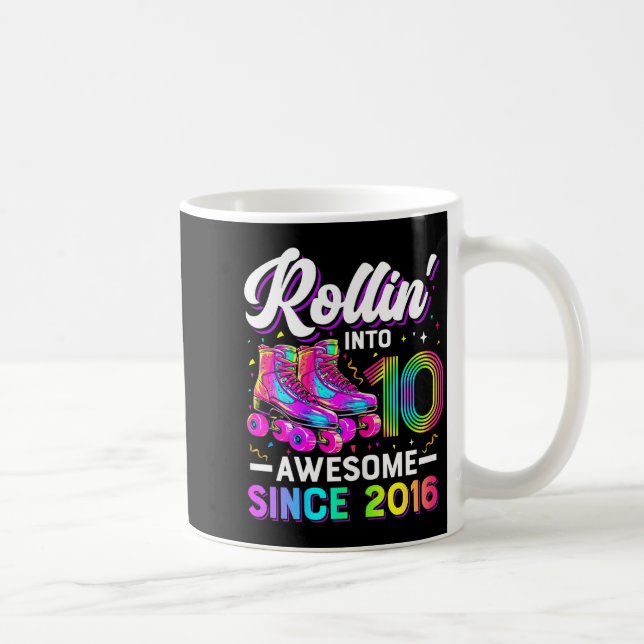 10th Birthday Shirt Girl 10 Year Old Roller Skate  Coffee Mug (Right)
