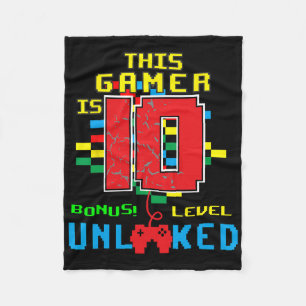 10th Birthday Shirt Video Game Unlocked Level 10 Y Fleece Blanket