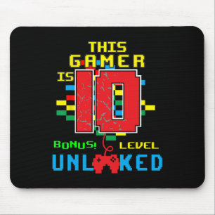 10th Birthday Shirt Video Game Unlocked Level 10 Y Mouse Pad