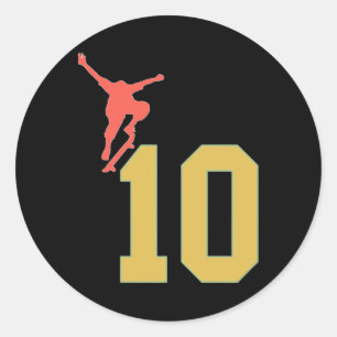 10th Birthday Skateboard Lovers Skater 10 Years Ol Classic Round Sticker