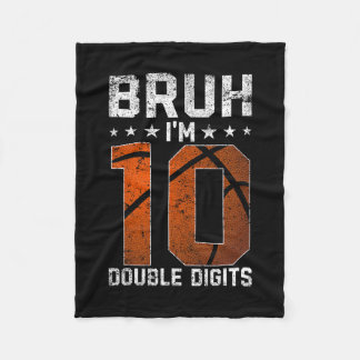 10th Birthday Sketll Bruh I'm Double Digits 10 Yea Fleece Blanket