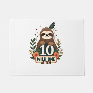10th Birthday Sloth Vintage Wild One Shirt Doormat