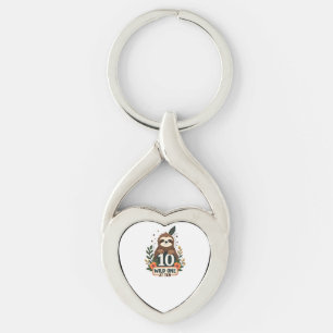 10th Birthday Sloth Vintage Wild One Shirt Keychain