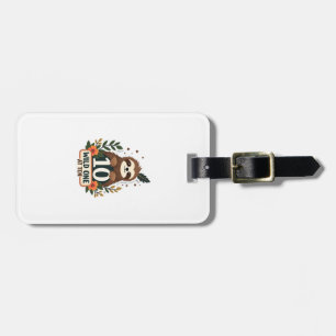 10th Birthday Sloth Vintage Wild One Shirt Luggage Tag