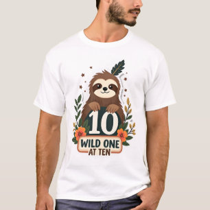 10th Birthday Sloth Vintage Wild One Shirt.png T-Shirt