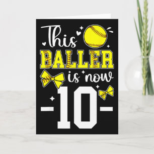 10th Birthday Softll Girl Ten Year Old Softll Play Card