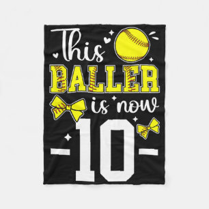 10th Birthday Softll Girl Ten Year Old Softll Play Fleece Blanket
