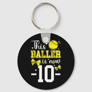10th Birthday Softll Girl Ten Year Old Softll Play Keychain