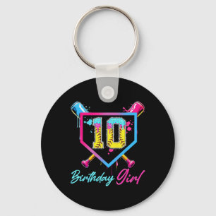 10th Birthday Softll Ice Cream Drip 10 Year Old Bd Keychain
