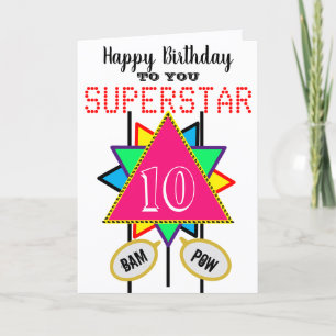 10th Birthday Superstar Pink Triangle Edit AGE Card
