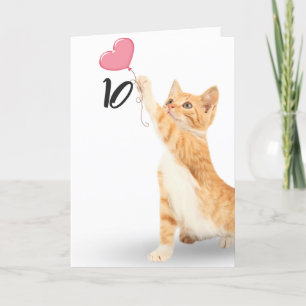 10th birthday tabby cat card