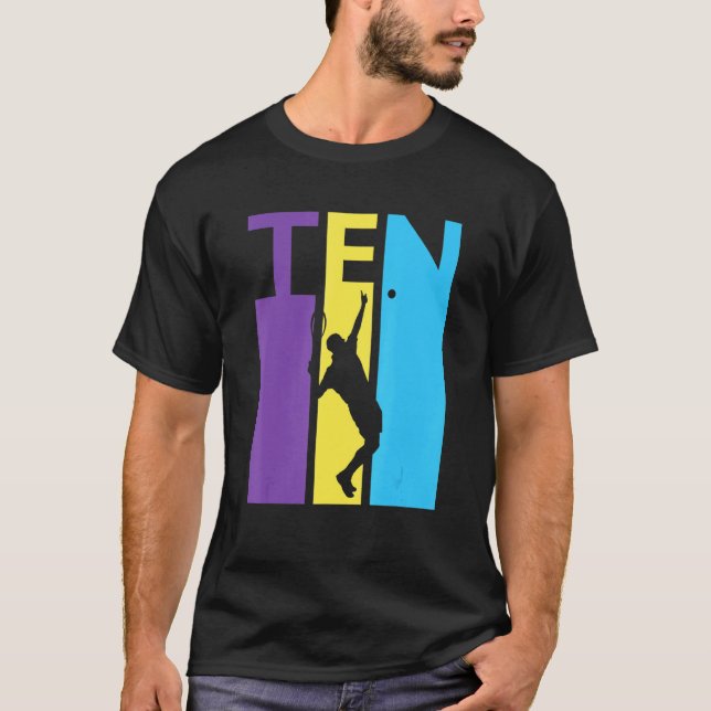 10th Birthday Ten Colourful Tennis Birthday 10 Yea T-Shirt (Front)