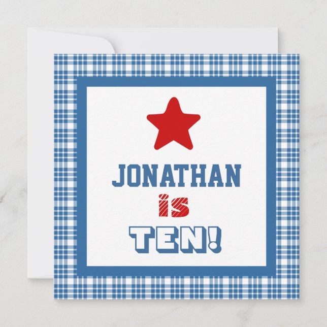 10th Birthday Ten Year Old Square Frame Invitation (Front)