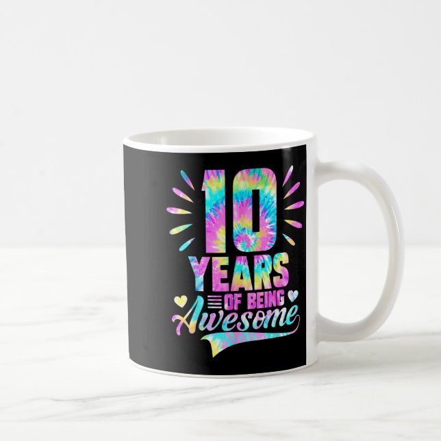 10th Birthday Tie-dye 10 Year Of Being Awesome  Coffee Mug (Right)