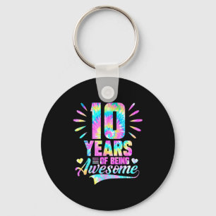 10th Birthday Tie-dye 10 Year Of Being Awesome Keychain