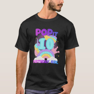 10Th Birthday Unicorn Fidget Pop It Birthday Girl T-Shirt