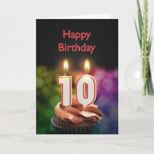 10th Birthday with cake and candles Card