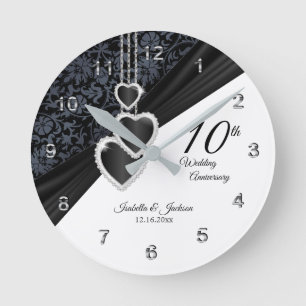 10th Black Onyx Wedding Anniversary  Keepsake Round Clock