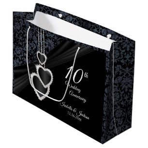 10th Black Onyx & White  Anniversary - Large Gift Bag