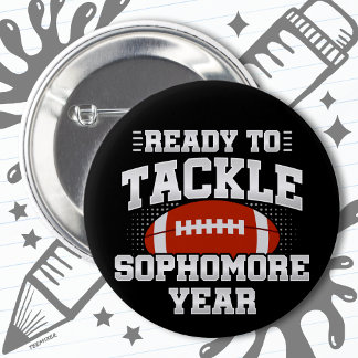 10th Grade Football Ready To Tackle Back to School 2 Inch Round Button