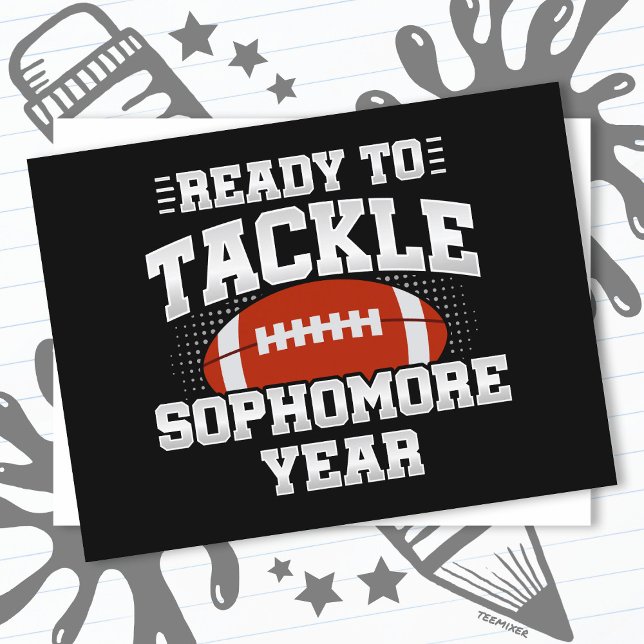 10th Grade Football Ready To Tackle Back to School Postcard (Creator Uploaded)
