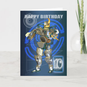 10th Happy Birthday with Robot warrior Card