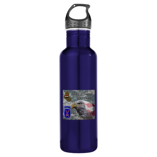 10th Mountain Div Iraq Combat Veteran 710 Ml Water Bottle (Front)
