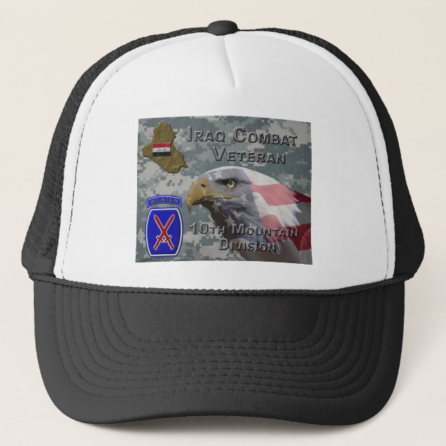 10th Mountain Div Iraq Combat Veteran Trucker Hat (Front)