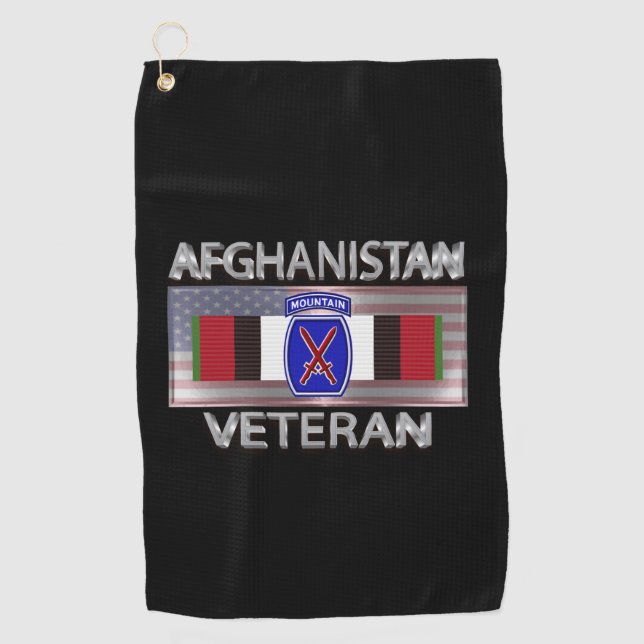 10th Mountain Division Afghanistan Veteran Golf Towel (Front)