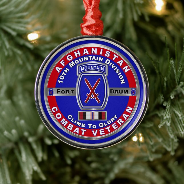 10th Mountain Division Afghanistan Veteran Metal Ornament (Tree)
