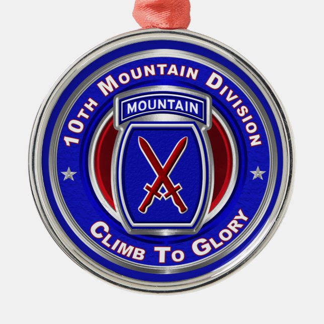 10th Mountain Division Christmas  Metal Ornament (Front)