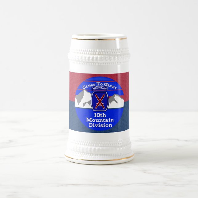 10th Mountain Division “Climb To Glory” Colours Beer Stein (Center)