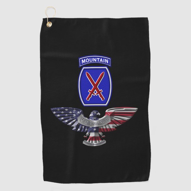 10th Mountain Division ”Climb To Glory” Eagle Golf Towel (Front)