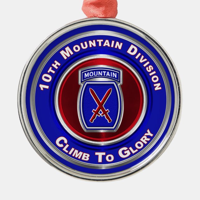 10th Mountain Division “Climb To Glory” Metal Ornament (Front)