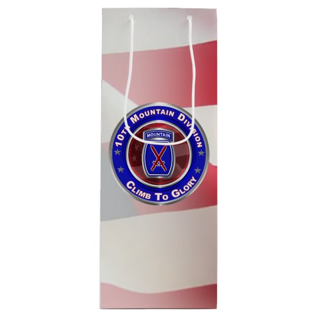 10th Mountain Division “Climb To Glory” Wine Gift Bag (Front)