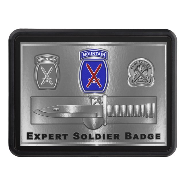 10th Mountain Division “Expert Soldier Badge” Trailer Hitch Cover (Front)