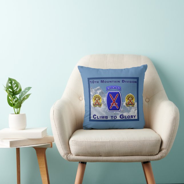 10th Mountain Division Lower Price Throw Pillow (Chair)