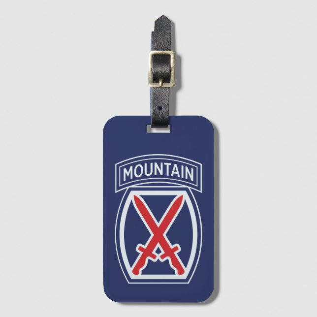 10th Mountain Division "Mountaineer" Badge Luggage Tag (Front Vertical)