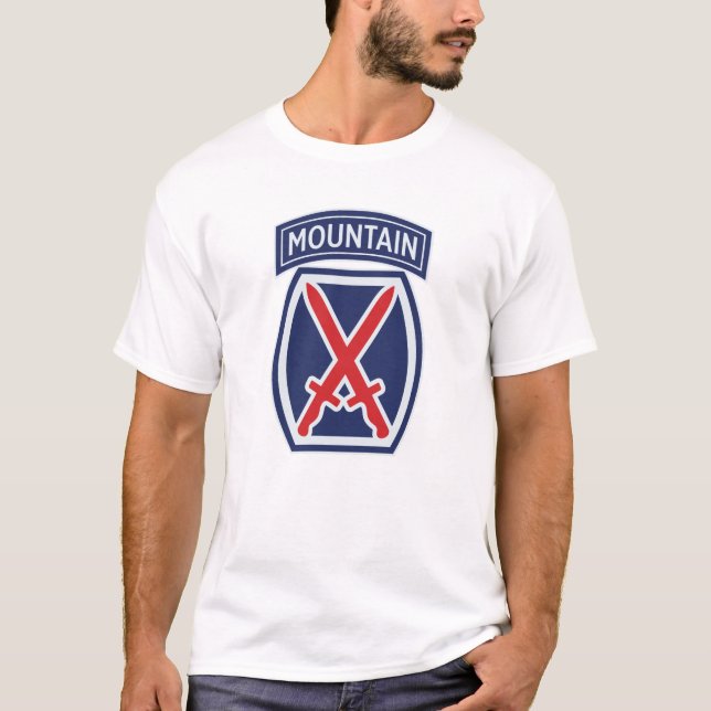 10th Mountain Division "Mountaineer" Badge T-Shirt (Front)