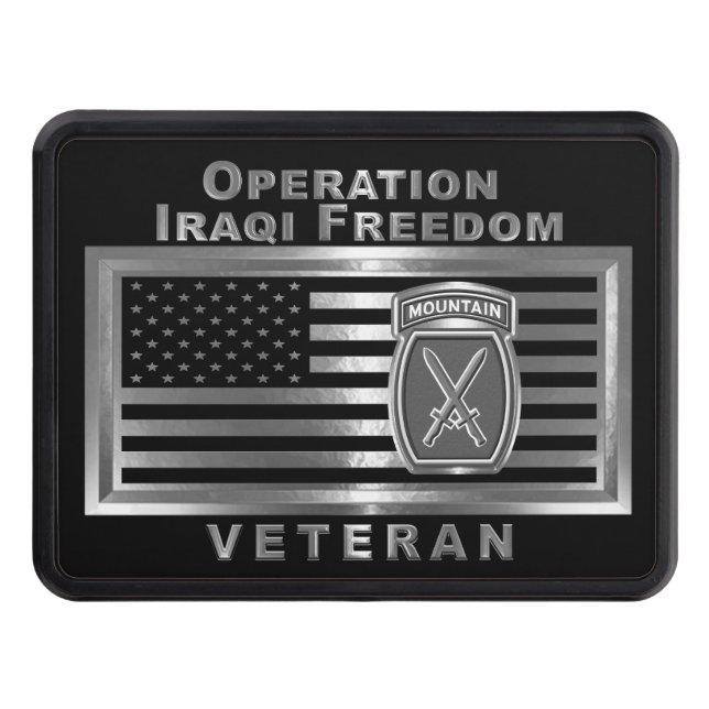 10th Mountain Division Operation Iraqi Freedom  Trailer Hitch Cover (Front)