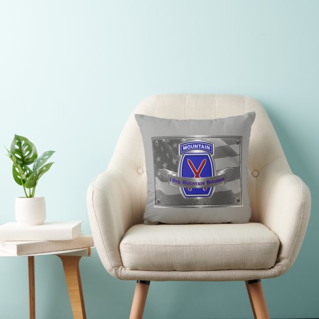 10th Mountain Division  Throw Pillow (Chair)