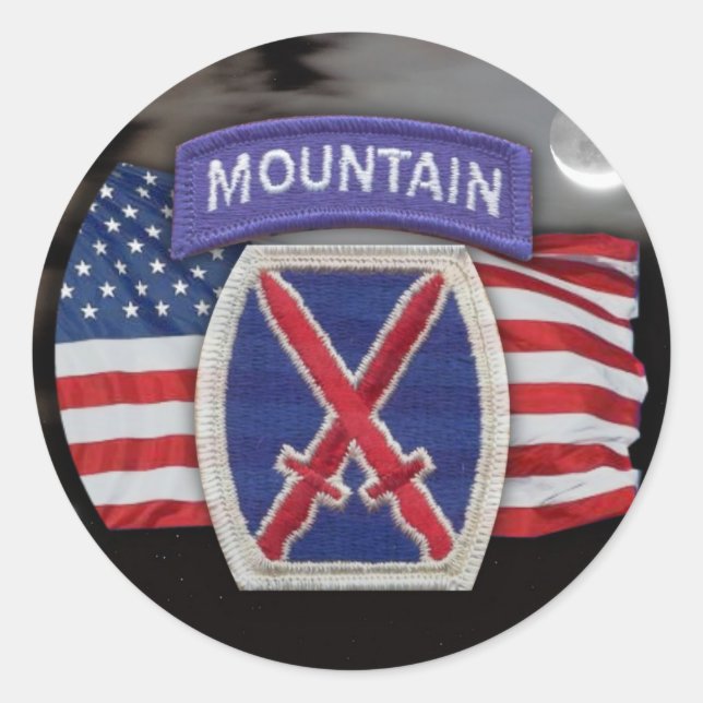 10th mountain patch  scrapbooking veterans iraq  S Classic Round Sticker (Front)