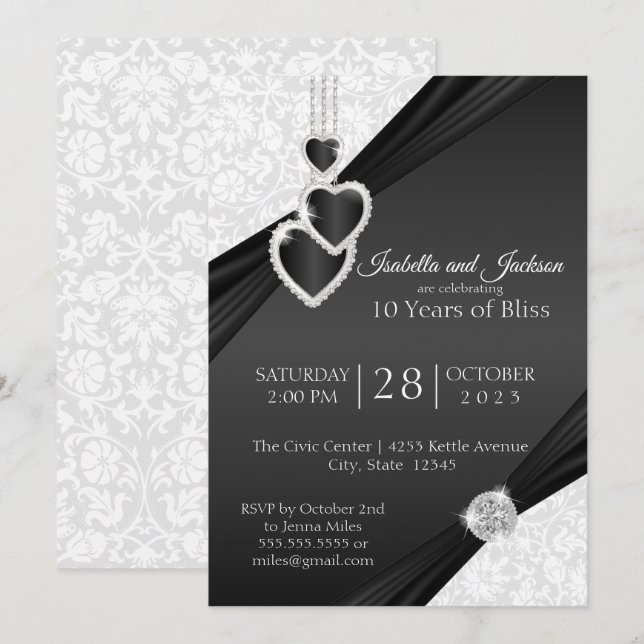 10th  Onyx Anniversary Design Invitation (Front/Back)