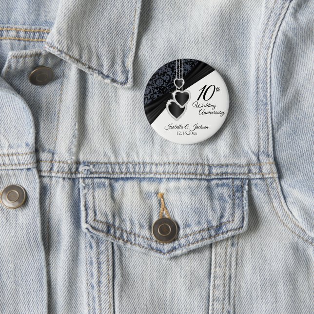 10th Onyx Wedding Anniversary Design 2 Inch Round Button (In Situ)