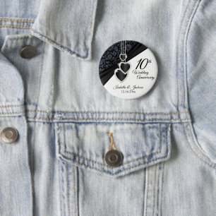 10th Onyx Wedding Anniversary Design 2 Inch Round Button