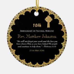 10th Ordination Anniversary Personalized Scripture Ceramic Ornament