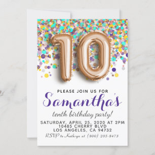 10th Rose Gold Birthday Invitation