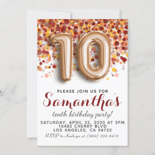 10th Rose Gold Birthday Invitation