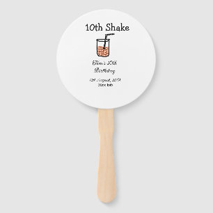 10th Shake 10th happy birthday milkshake scribble Hand Fan