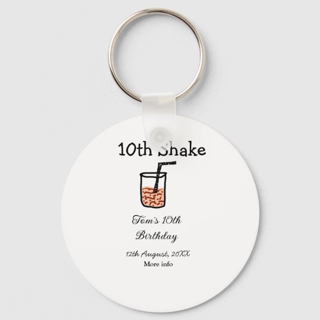 10th Shake 10th happy birthday milkshake scribble  Keychain (Front)